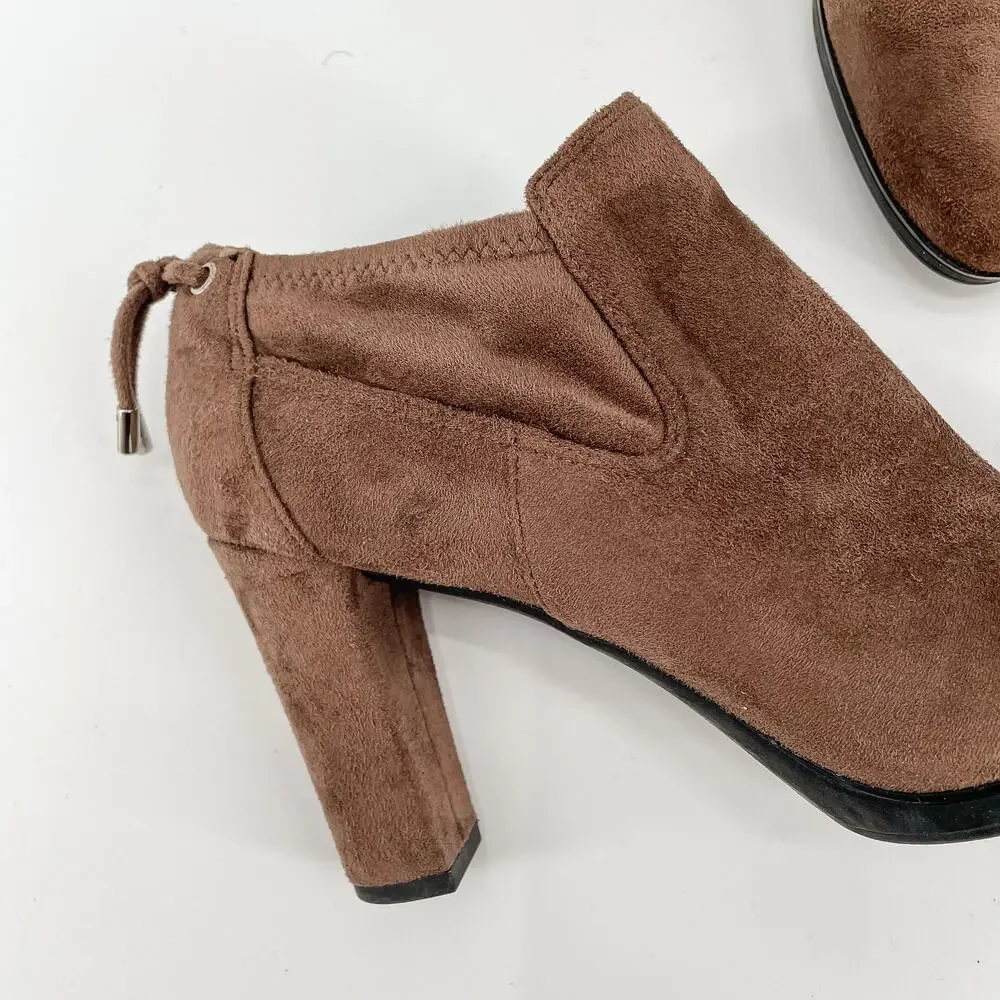 Franco Sarto Brown Suede Heeded Booties // 9